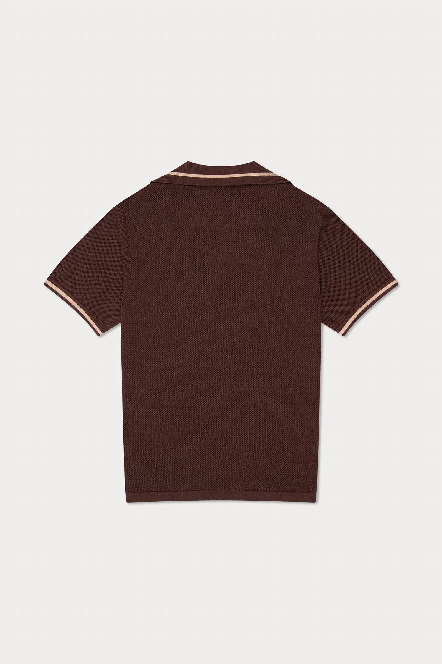 New Mavrans Men's Crochet Polo In Chocolate — image 2 of 3